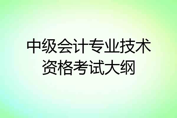 中级会计专业技术资格考试大纲