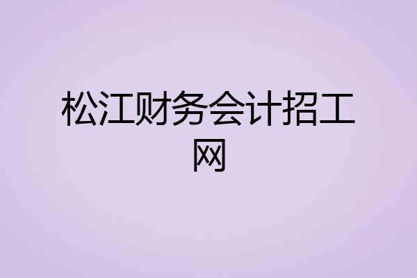 松江财务会计招工网