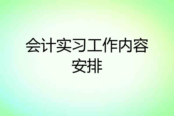 会计实习工作内容安排