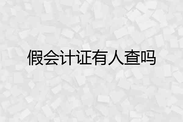 假会计证有人查吗