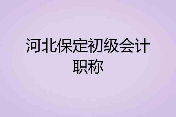 河北保定初级会计职称