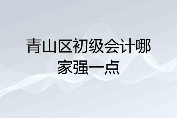 青山区初级会计哪家强一点