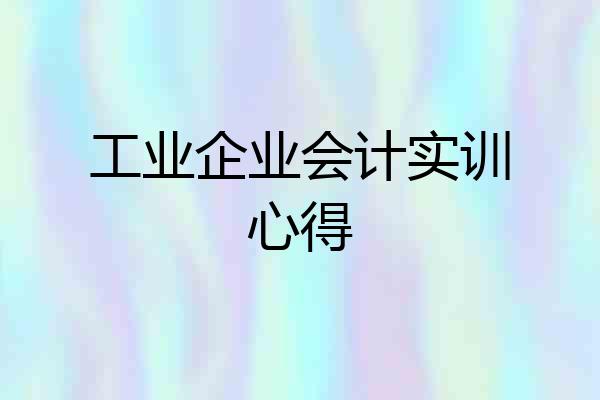 工业企业会计实训心得