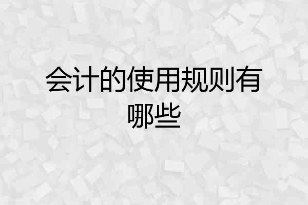 会计的使用规则有哪些