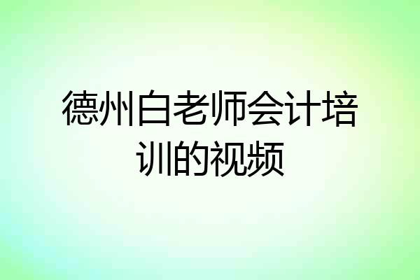 德州白老师会计培训的视频