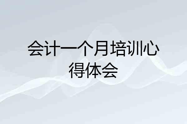 会计一个月培训心得体会