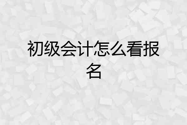初级会计怎么看报名