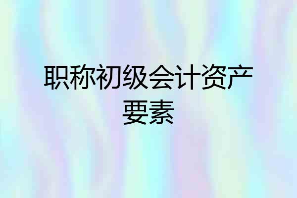 职称初级会计资产要素