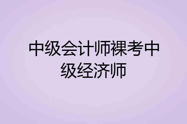 中级会计师裸考中级经济师
