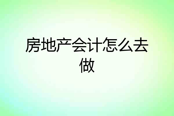 房地产会计怎么去做