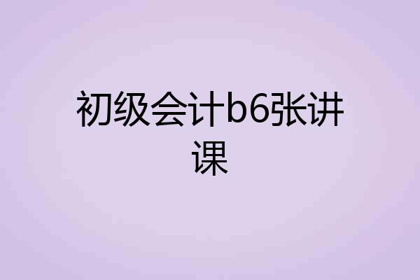 初级会计b6张讲课