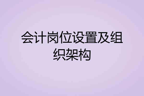 会计岗位设置及组织架构