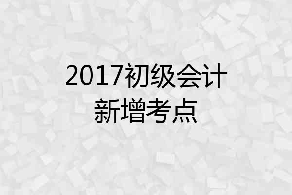 2017初级会计新增考点