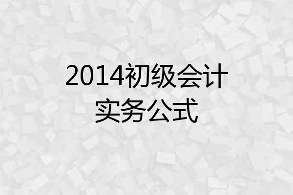 2014初级会计实务公式