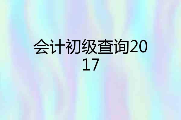 会计初级查询2017