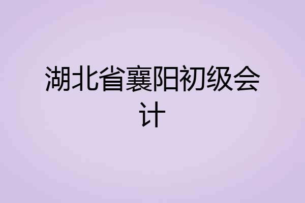 湖北省襄阳初级会计