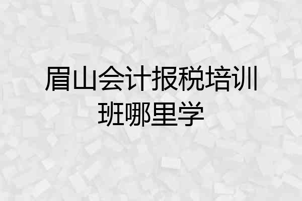 眉山会计报税培训班哪里学
