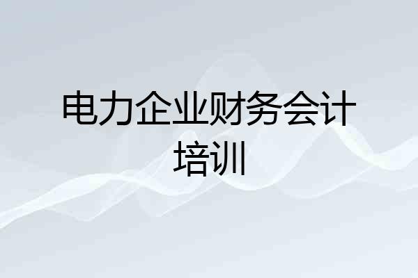 电力企业财务会计培训