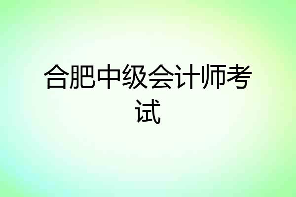 合肥中级会计师考试