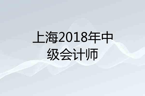 上海2018年中级会计师