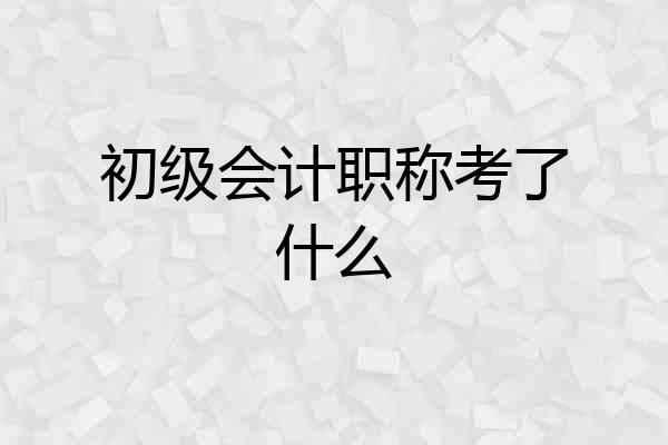 初级会计职称考了什么