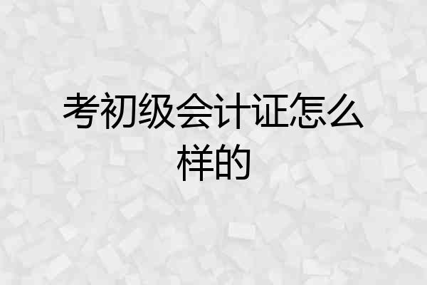 考初级会计证怎么样的