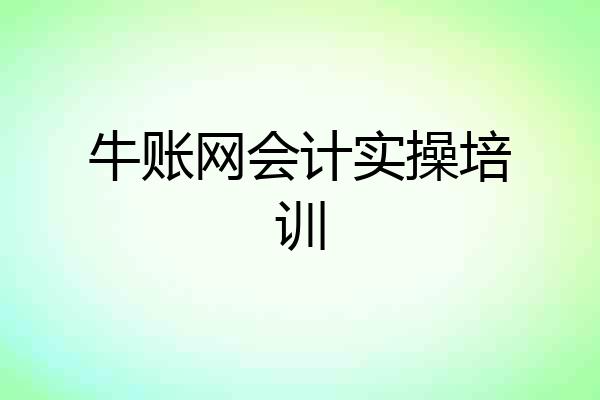 牛账网会计实操培训