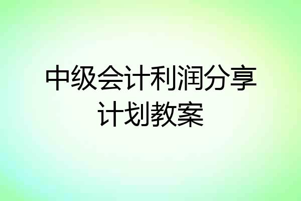 中级会计利润分享计划教案