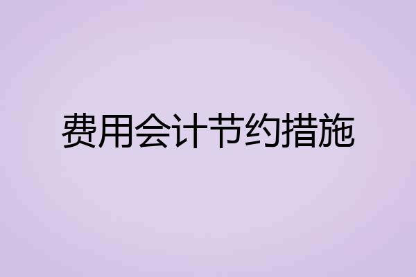 费用会计节约措施