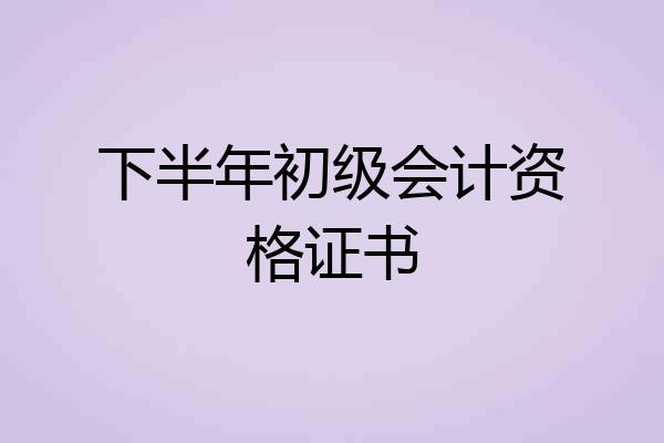 下半年初级会计资格证书