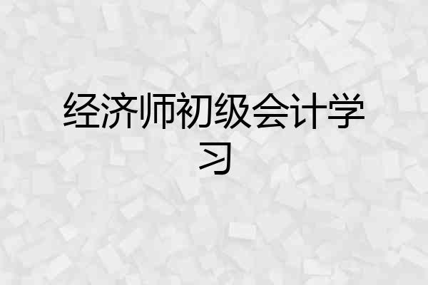 经济师初级会计学习