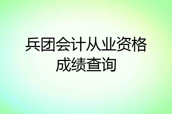 兵团会计从业资格成绩查询
