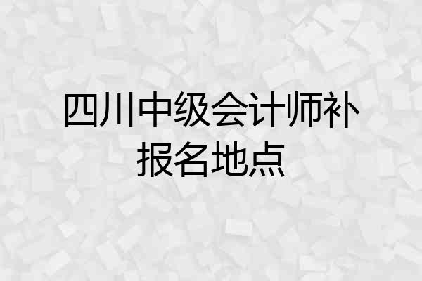 四川中级会计师补报名地点
