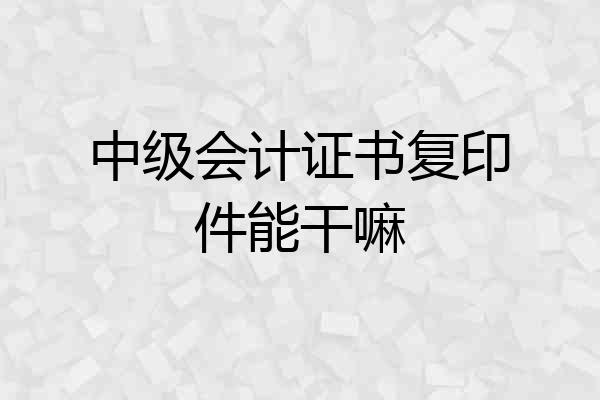 中级会计证书复印件能干嘛