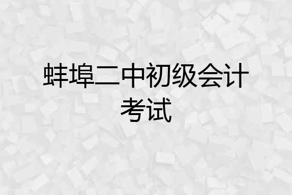 蚌埠二中初级会计考试