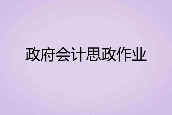 政府会计思政作业