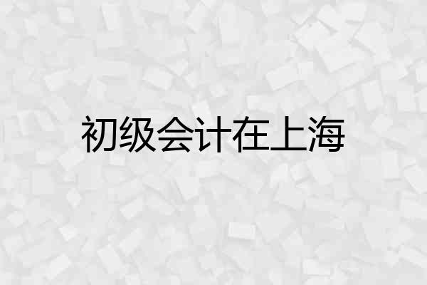 初级会计在上海