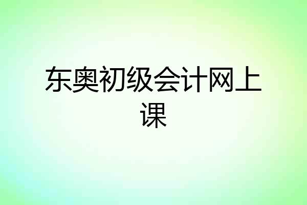 东奥初级会计网上课