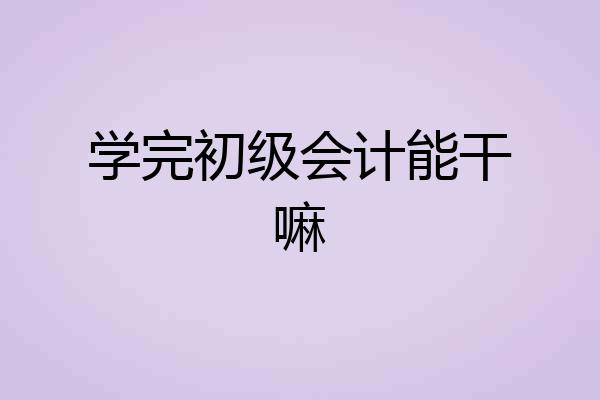 学完初级会计能干嘛