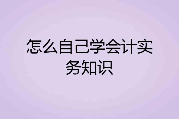 怎么自己学会计实务知识