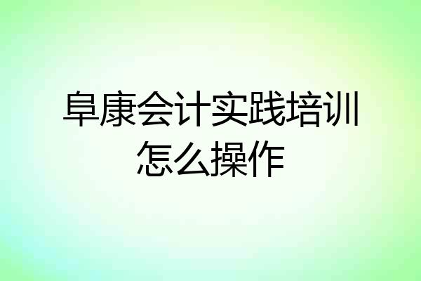 阜康会计实践培训怎么操作