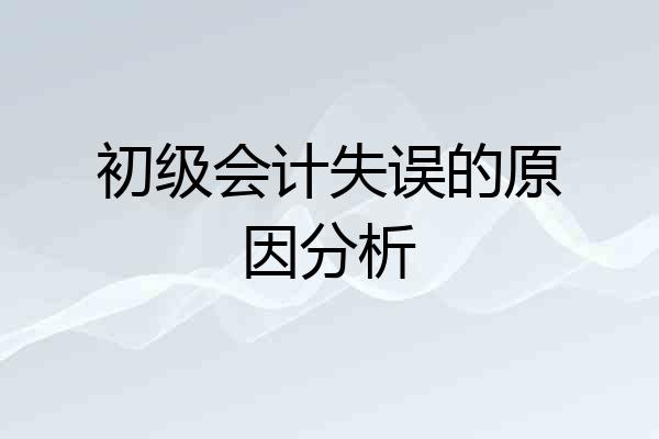 初级会计失误的原因分析
