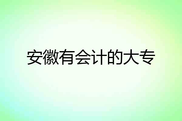 安徽有会计的大专