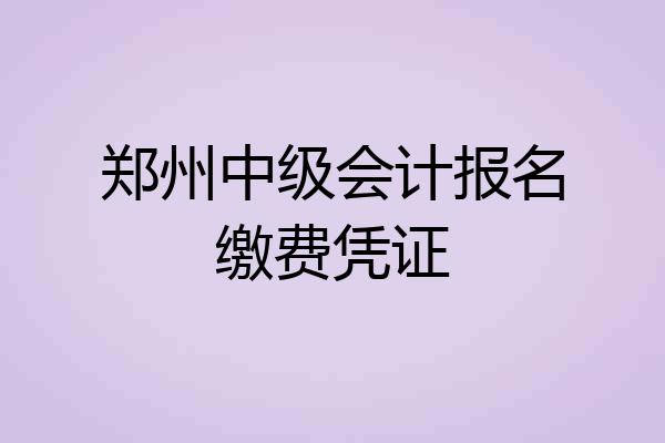 郑州中级会计报名缴费凭证