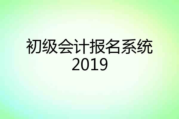 初级会计报名系统2019