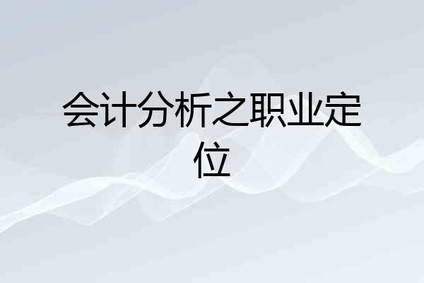 会计分析之职业定位