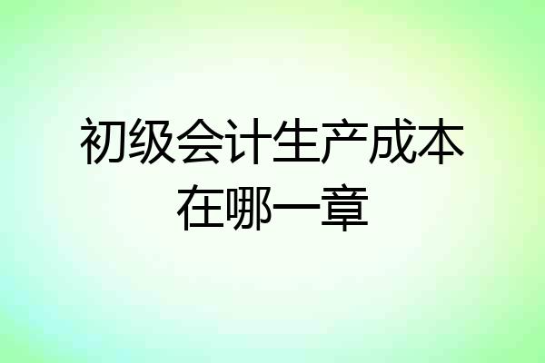 初级会计生产成本在哪一章