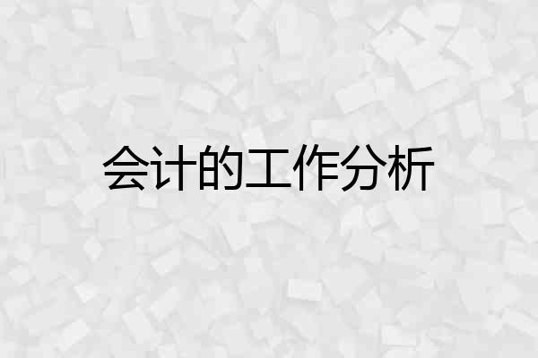 会计的工作分析