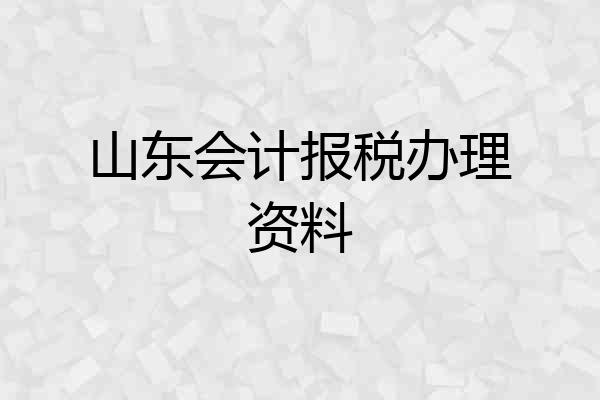 山东会计报税办理资料