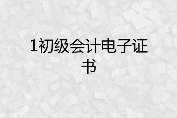 1初级会计电子证书